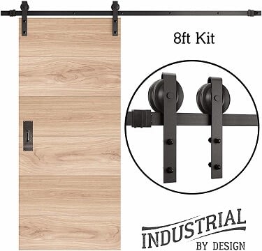 INDUSTRIAL 8ft Single Sliding Barn Door Hardware Set